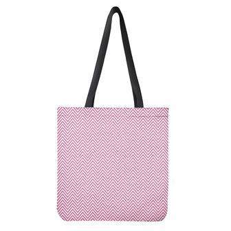 White And Pink Zigzag Pattern Print Tote Bag | Newhawaiianshirts DE