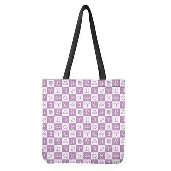 White And Purple Zodiac Signs Print Tote Bag | Newhawaiianshirts DE