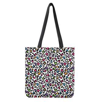 White And Rainbow Leopard Print Tote Bag | Newhawaiianshirts