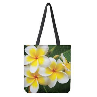 White And Yellow Plumeria Flower Print Tote Bag | Newhawaiianshirts UK