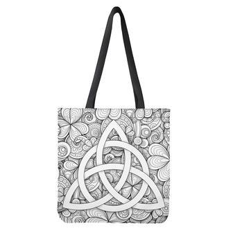 White Celtic Trinity Knot Symbol Print Tote Bag | Newhawaiianshirts