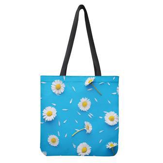 White Daisy Flower Print Tote Bag | Newhawaiianshirts DE