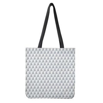 White Geometric Cube Shape Pattern Print Tote Bag | Newhawaiianshirts CA