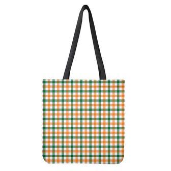 White Orange And Green Plaid Print Tote Bag | Newhawaiianshirts AU