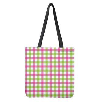 White Pink And Green Buffalo Plaid Print Tote Bag | Newhawaiianshirts DE