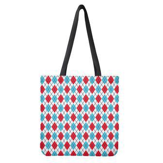 White Red And Blue Argyle Pattern Print Tote Bag | Newhawaiianshirts UK