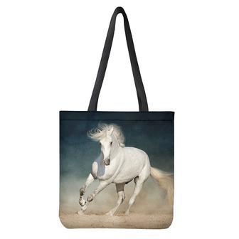 White Stallion Horse Print Tote Bag | Newhawaiianshirts UK