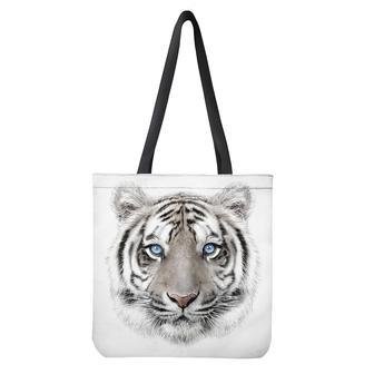 White Tiger Portrait Print Tote Bag | Newhawaiianshirts CA