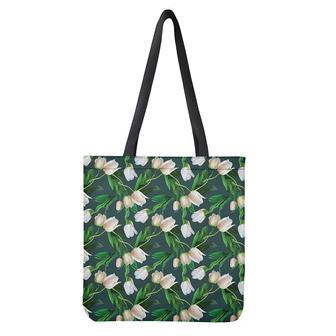 White Tulip Pattern Print Tote Bag | Newhawaiianshirts CA