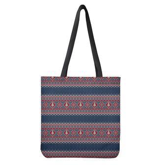 Winter Holiday Knitted Pattern Print Tote Bag | Newhawaiianshirts CA