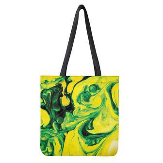 Yellow And Green Acid Melt Print Tote Bag | Newhawaiianshirts DE