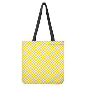 Yellow And White Checkered Pattern Print Tote Bag | Newhawaiianshirts DE