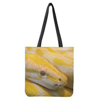 Yellow And White Python Snake Print Tote Bag | Newhawaiianshirts AU