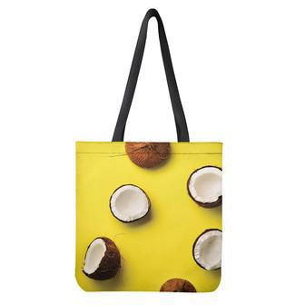 Yellow Coconut Pattern Print Tote Bag | Newhawaiianshirts DE