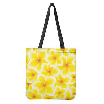 Yellow Frangipani Pattern Print Tote Bag | Newhawaiianshirts UK