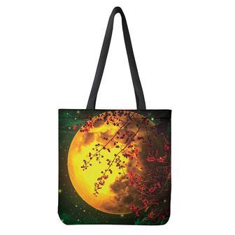 Yellow Full Moon Print Tote Bag | Newhawaiianshirts CA