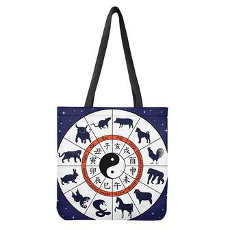 Yin Yang Chinese Zodiac Wheel Print Tote Bag | Newhawaiianshirts AU