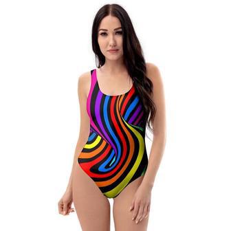 Abstract Colorful Psychedelic One Piece Swimsuite | Newhawaiianshirts UK