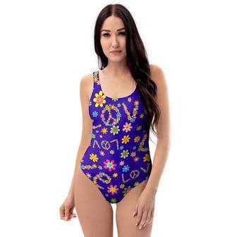 Abstract Floral Hippie One Piece Swimsuite | Newhawaiianshirts DE