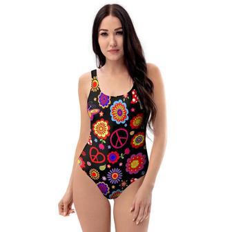 Abstract Flower Hippie One Piece Swimsuite | Newhawaiianshirts