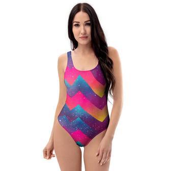 Abstract Geometric Grunge One Piece Swimsuite | Newhawaiianshirts AU