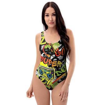 Abstract Graffiti Drips Print One Piece Swimsuite | Newhawaiianshirts UK