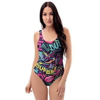 Abstract Graffiti Hiphop Lip One Piece Swimsuite | Newhawaiianshirts UK