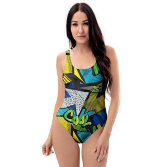 Abstract Graffiti Print One Piece Swimsuite | Newhawaiianshirts UK