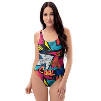 Abstract Graffiti Wow Print One Piece Swimsuite | Newhawaiianshirts AU