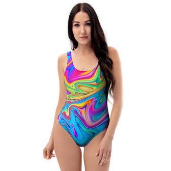 Abstract Mixing Ink One Piece Swimsuite | Newhawaiianshirts UK