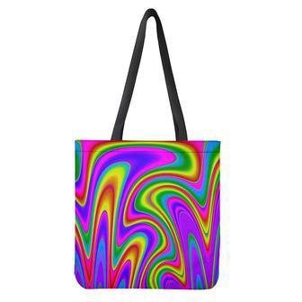 Abstract Neon Trippy Print Tote Bag | Newhawaiianshirts DE