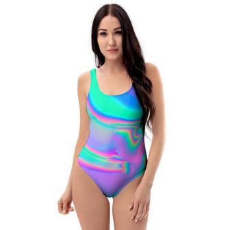 Abstract Pastel Holographic One Piece Swimsuite | Newhawaiianshirts CA