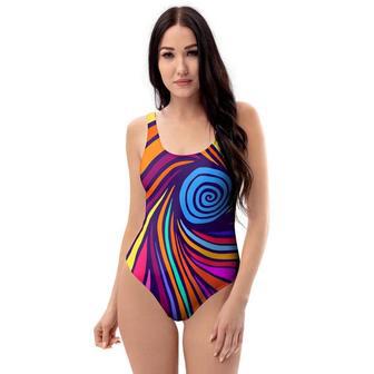 Abstract Psychedelic Colorful Wave One Piece Swimsuite | Newhawaiianshirts DE