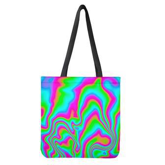 Abstract Psychedelic Trippy Print Tote Bag | Newhawaiianshirts DE