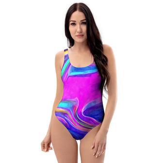 Abstract Purple One Piece Swimsuite | Newhawaiianshirts UK