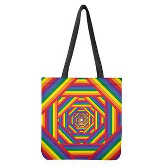 Abstract Rainbow Lgbt Stripes Print Tote Bag | Newhawaiianshirts CA