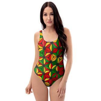 Abstract Reggae Rasta One Piece Swimsuite | Newhawaiianshirts CA