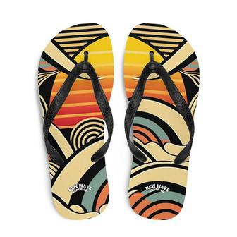 Abstract Retro Cartoon Sunset Beach Flip Flops Colorful | Newhawaiianshirts CA