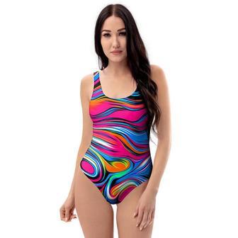 Abstract Trippy Paint One Piece Swimsuite | Newhawaiianshirts DE