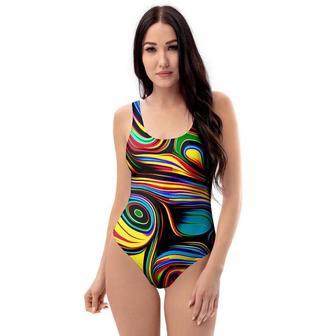 Abstract Wavy One Piece Swimsuite | Newhawaiianshirts UK