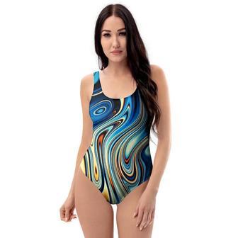 Abstract Wavy Psychedelic One Piece Swimsuite | Newhawaiianshirts AU