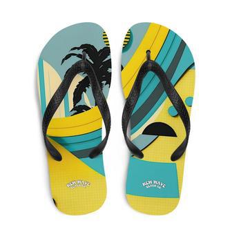 Abstract Yellow Blue Palm Tree Flip Flops Colorful | Newhawaiianshirts AU