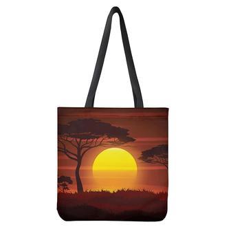 African Savanna Sunset Print Tote Bag | Newhawaiianshirts CA