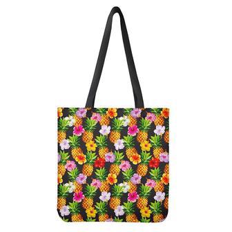 Aloha Hibiscus Pineapple Pattern Print Tote Bag | Newhawaiianshirts CA