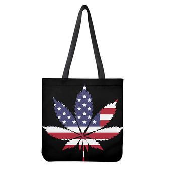 American Cannabis Leaf Flag Print Tote Bag | Newhawaiianshirts CA