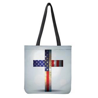 American Christian Cross Flag Print Tote Bag | Newhawaiianshirts UK