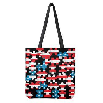 American Flag Jigsaw Puzzle Print Tote Bag | Newhawaiianshirts DE