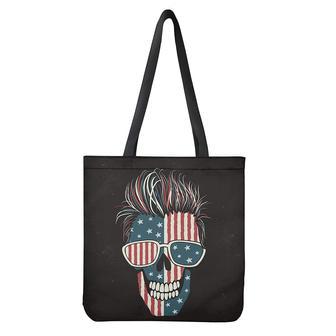 American Flag Skull Print Tote Bag | Newhawaiianshirts DE