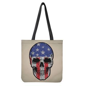 American Patriotic Skull Print Tote Bag | Newhawaiianshirts AU