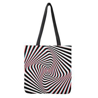 Anaglyph Optical Illusion Print Tote Bag | Newhawaiianshirts DE